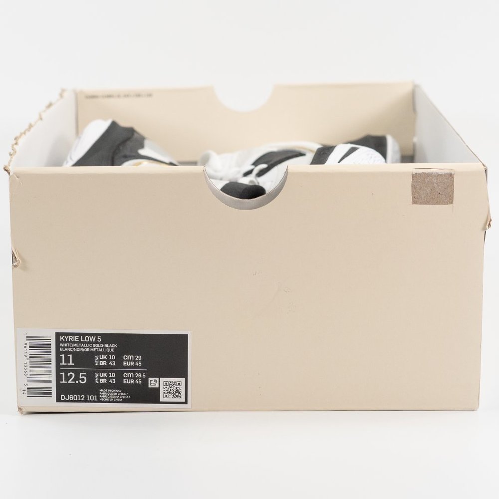 Nike Kyrie Low 5 'White Black Metallic Gold' DJ6012-101 Basketball Sneakers - Picture 10 of 13
